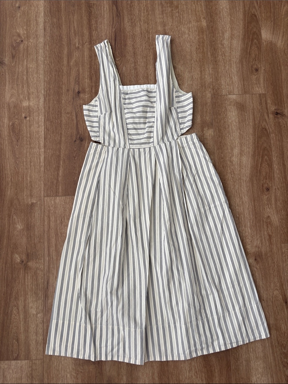 Madewell White & Black Striped Midi Sundress